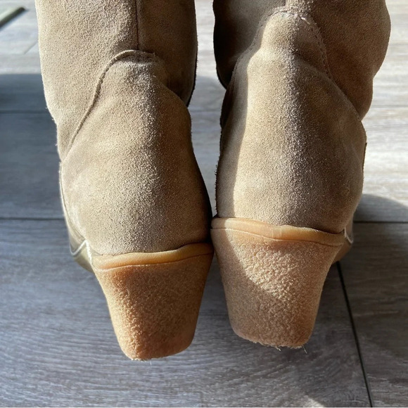 Maxine of Canada Genuine Fur Suede  Leather Square Toe Foldover Boots - Picture 8 of 15